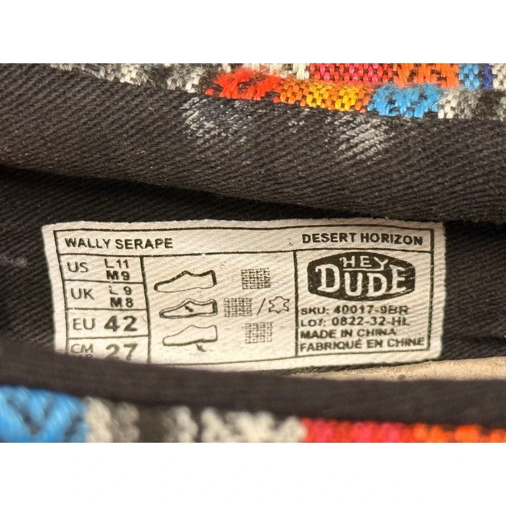 Hey Dude Wally Serape Desert Horizon Multi Color Slip On Loafers Men 9 Women 11